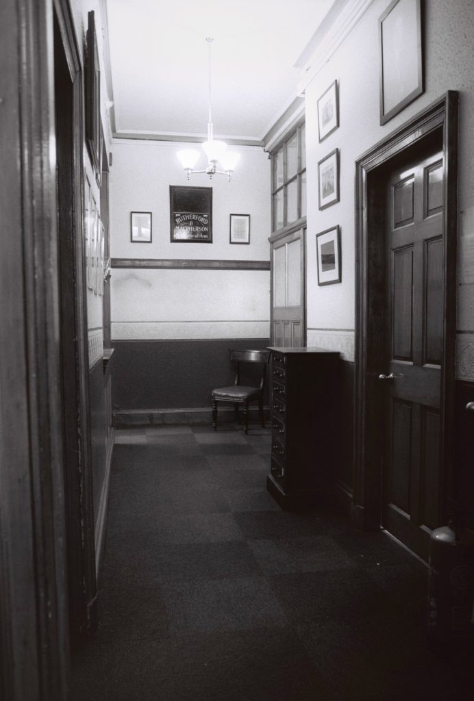 Hallway in Rutherford and Macpherson offices.