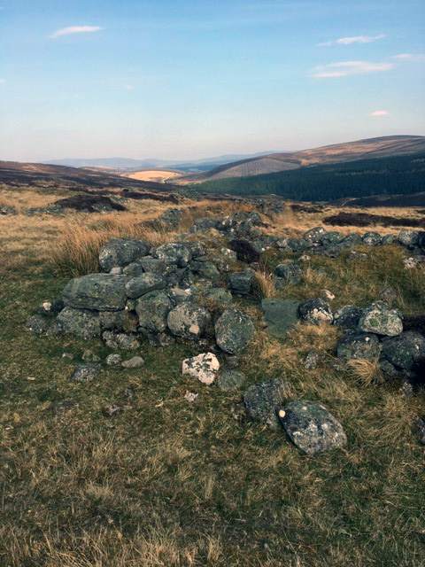 Looking towards Tomintoul, stones at the Crask