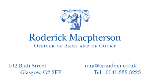 RAM-BC Rutherford and Macpherson Scottish Office Messenger-at-Arms Glasgow Business card